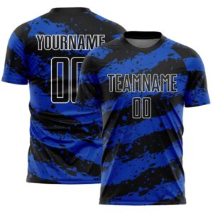 Black Thunder Blue White Splash Sublimation Soccer&hellip;