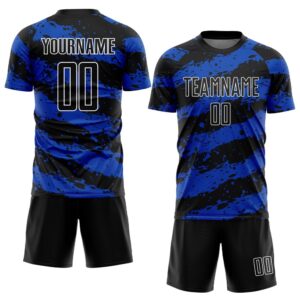 Black Thunder Blue White Splash Sublimation Soccer&hellip;