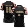Black Vegas Gold Red Sublimation Soccer Uniform Jersey, Custom Team Soccer Jersey Shirt