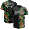Black White 3D Pattern Leopards And Tropical Palm Leaves Two Button Unisex Softball Jersey, Custom Team Softball Jersey