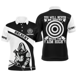 Black White Archery Player Men Polo Shirts&hellip;