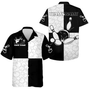 Black & White Bowling Shirt For Men&hellip;