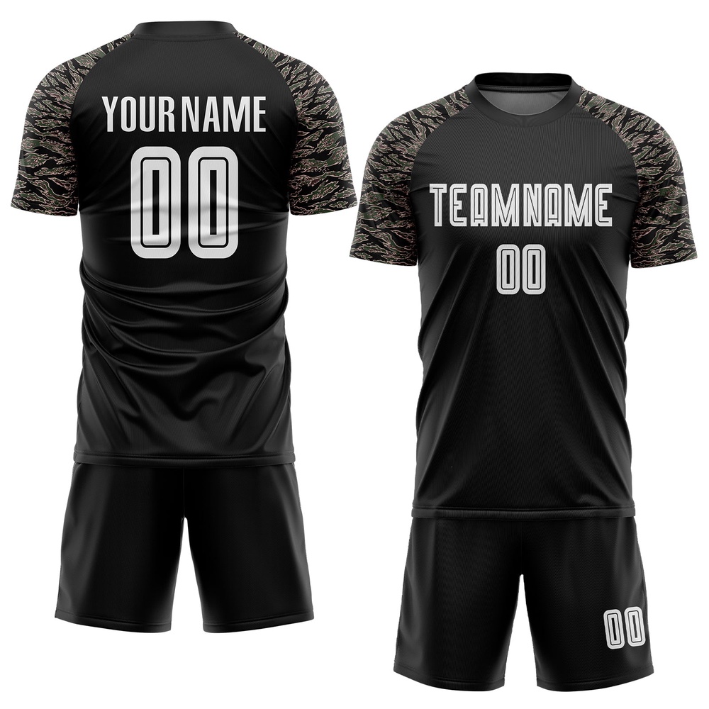 Black White Camo Sublimation Soccer Uniform Jersey, Custom Team Soccer Jersey Shirt Black White Camo Sublimation Soccer Uniform Jersey, Custom Team Soccer Jersey Shirt