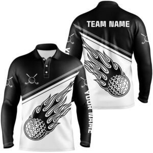Black White Flame Personalized Golf Men’s Polo&hellip;