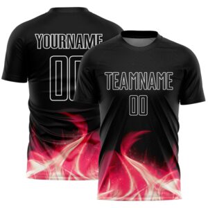 Black White Flame Sublimation Soccer Uniform Jersey,&hellip;