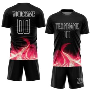 Black White Flame Sublimation Soccer Uniform Jersey,&hellip;