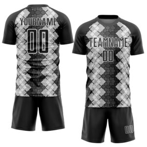 Black White Geometric Shapes Sublimation Soccer Uniform&hellip;
