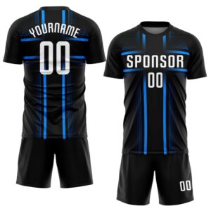 Black White Light Blue Sublimation Soccer Uniform&hellip;