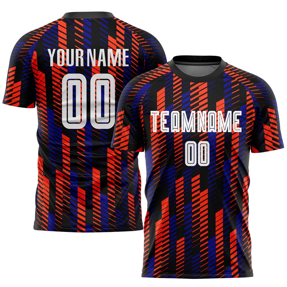 Black White Orange Sublimation Soccer Uniform Jersey, Custom Team Soccer Jersey Shirt Black White Orange Sublimation Soccer Uniform Jersey, Custom Team Soccer Jersey Shirt