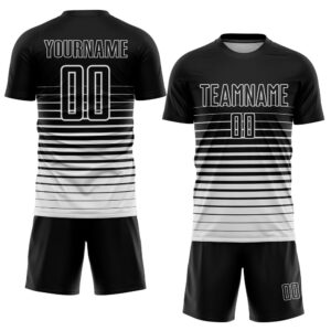 Black White Pinstripe Fade Fashion Sublimation Soccer&hellip;