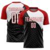 Black White Red Sublimation Soccer Uniform Jersey, Custom Team Soccer Jersey Shirt Black White Red Sublimation Soccer Uniform Jersey, Custom Team Soccer Jersey Shirt