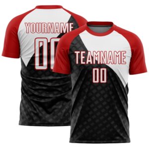 Black White Red Curve Lines Sublimation Soccer&hellip;