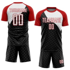 Black White Red Curve Lines Sublimation Soccer&hellip;