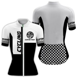 Black White Women Cycling Jersey Custom Uv&hellip;