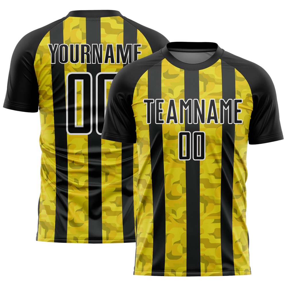 Black Yellow White Sublimation Soccer Uniform Jersey, Custom Team Soccer Jersey Shirt
