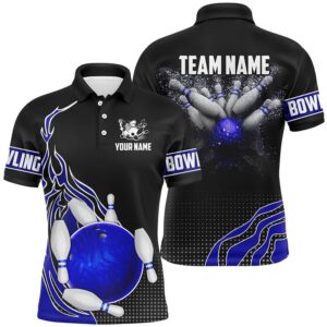 Blue And Black Bowling Polo Shirts For&hellip;