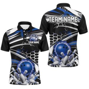 Blue And Black Custom Flame Bowling Shirt&hellip;