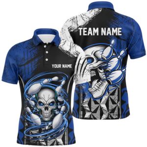 Blue And Black Custom Skull Bowling Shirts,&hellip;
