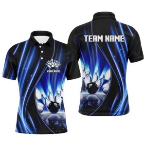 Blue And Black Light Men Bowling Polo&hellip;