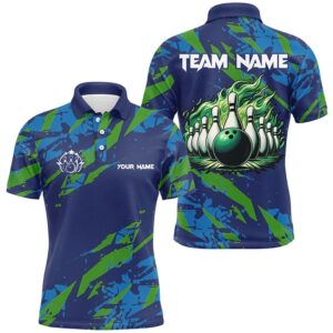 Blue And Green Camo Bowling Polo Shirt&hellip;