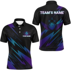 Blue And Purple Bowling Shirt Men Women&hellip;