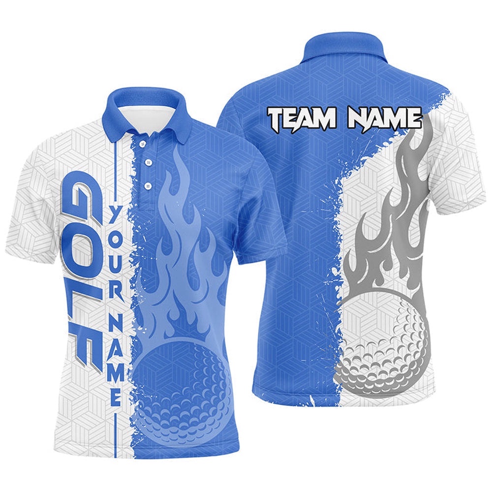 Blue And White Flame Golf Ball Custom Men’s Best Men’s Golf Wear For Team, Golf Polo Shirt, Golf Shirts Blue And White Flame Golf Ball Custom Men’s Best Men’s Golf Wear For Team, Golf Polo Shirt, Golf Shirts