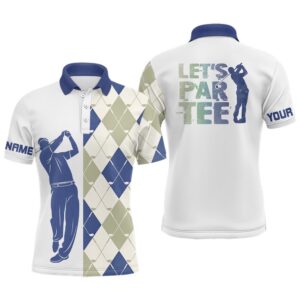Blue And White Golf Shirt Argyle Pattern&hellip;
