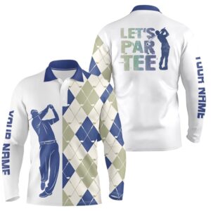 Blue And White Golf Shirt Argyle Pattern&hellip;