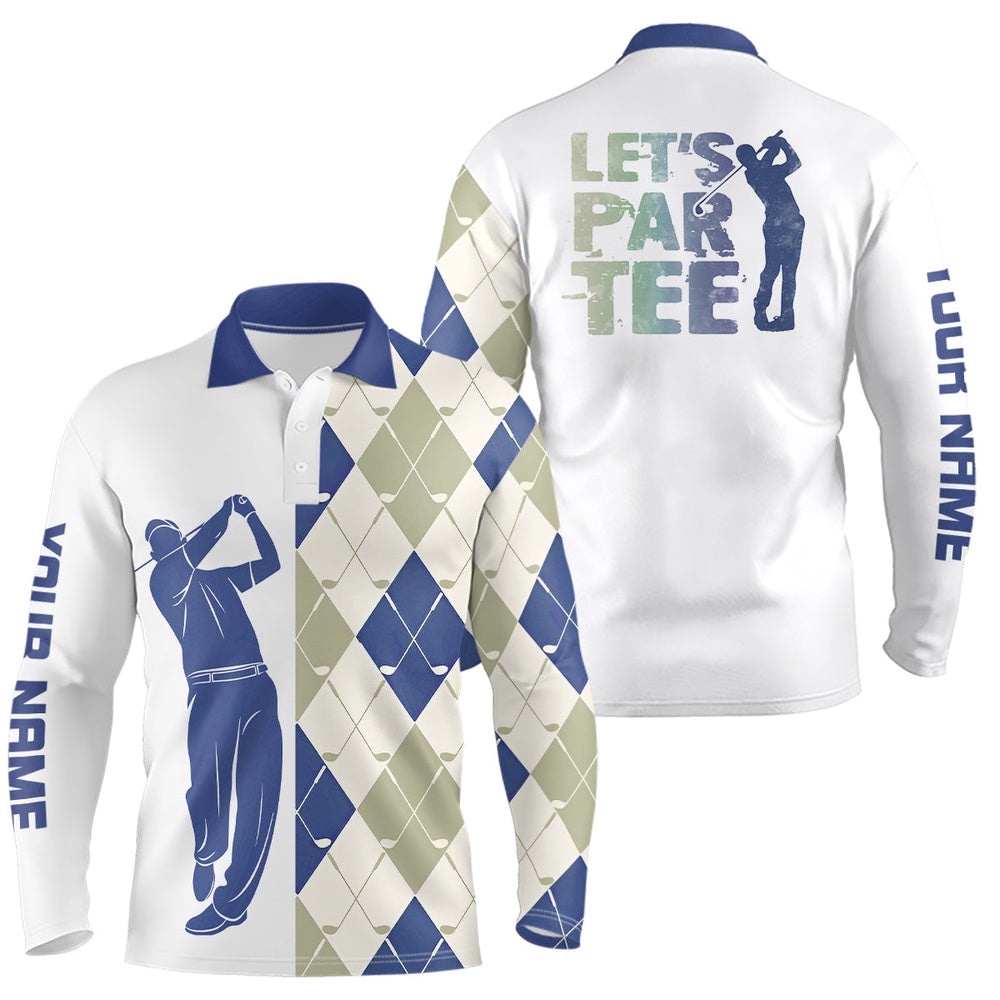 Blue And White Golf Shirt Argyle Pattern Golf Clubs Custom Name Men’s Golf Polo Shirt Let’S Par Tee, Golf Polo Shirt, Golf Shirts Blue And White Golf Shirt Argyle Pattern Golf Clubs Custom Name Men’s Golf Polo Shirt Let’S Par Tee, Golf Polo Shirt, Golf Shirts