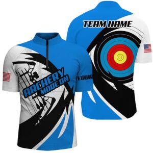 Blue Archery Jerseys Men Polo & Jersey Shirts Custom Archery Bow Shirts, Custom Archery Team Shirt