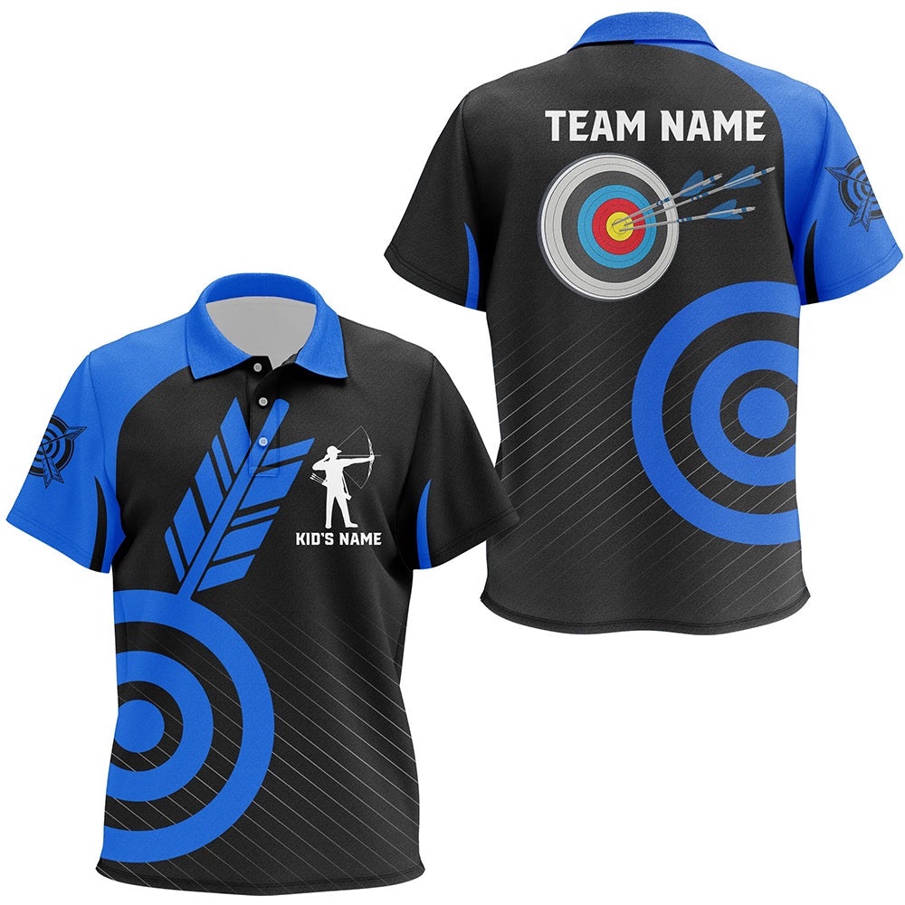 Blue Archery Polo Custom Archery Polo Shirts Team League Archery Shirts, Custom Archery Team Polo Shirt