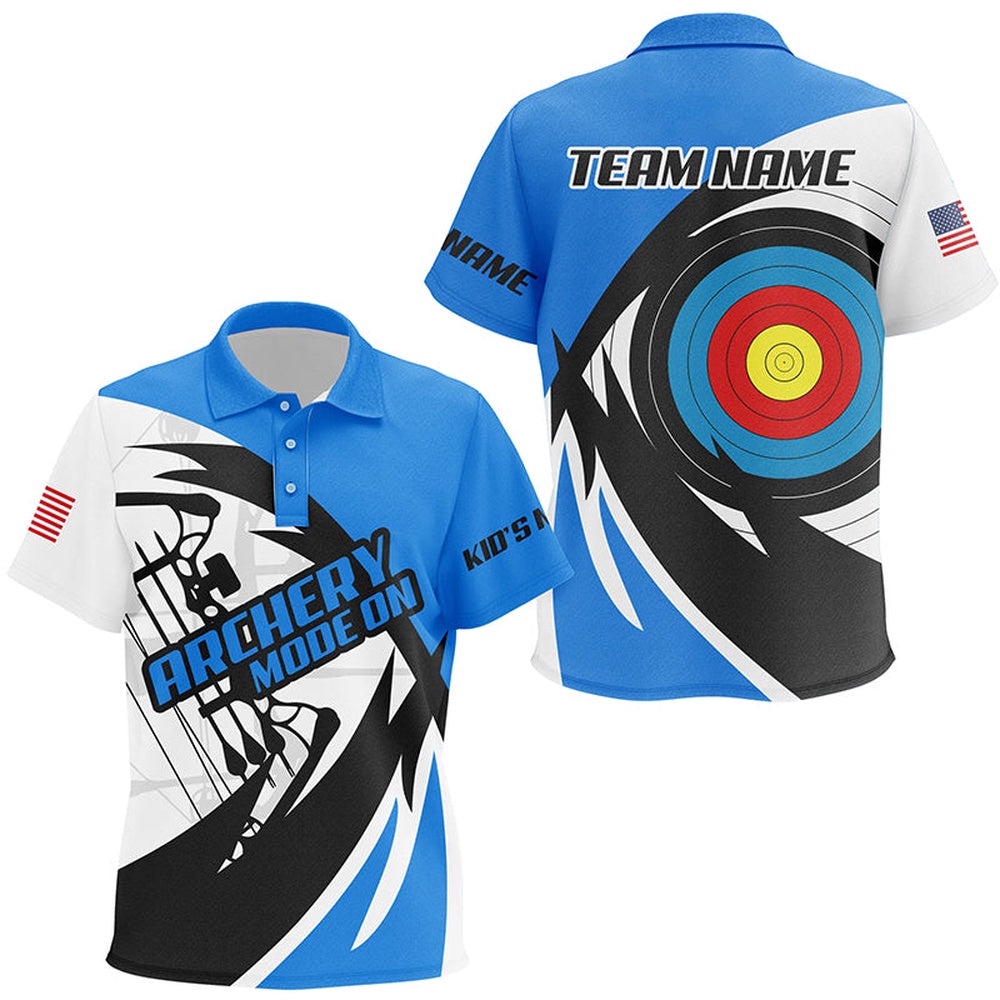 Blue Archery Polo Shirts Custom Archery Bow Shirts, Custom Archery Team Polo Shirt