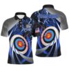 Blue Archery Polo Shirts For Men Custom Team Name Archery Uniform Polo Shirts, Custom Archery Team Polo Shirt