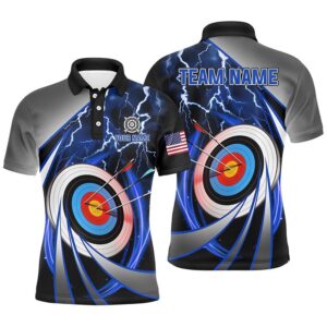 Blue Archery Target Thunder Lightning Men Polo&hellip;