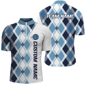 Blue Argyle Bowling Shirts For Men And&hellip;