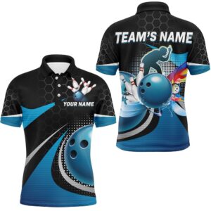 Blue Bowling League Shirt Men Bowling Team&hellip;