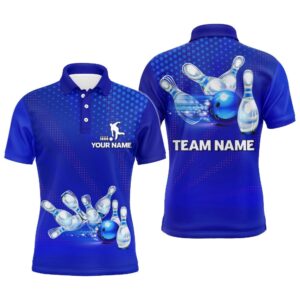 Blue Bowling Polo Shirts For Men Bowling&hellip;