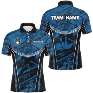 Blue Camo Men Bowling Polo Shirts Custom&hellip;