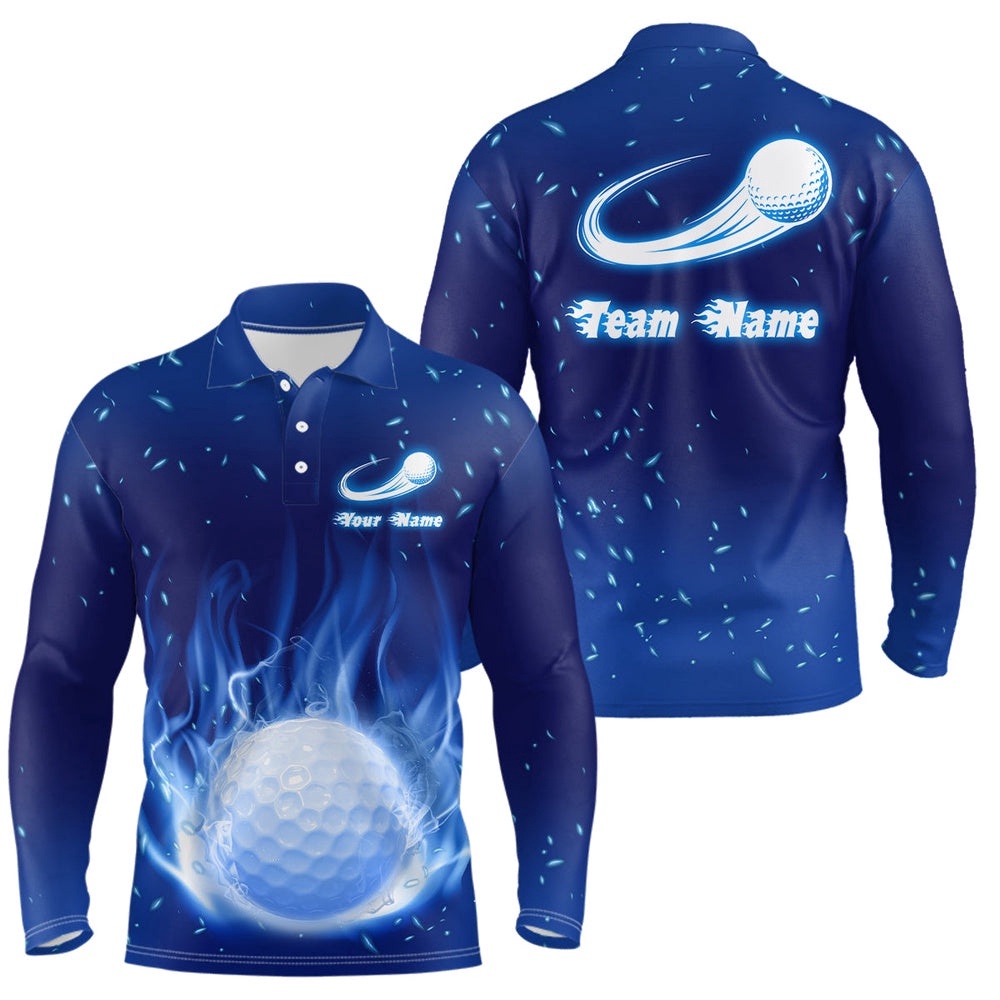 Blue Fire Flame Golf Ball Men’s Polo Shirt Custom Golf Tops For Men Personalized Golf Gifts, Golf Polo Shirt, Golf Shirts Blue Fire Flame Golf Ball Men’s Polo Shirt Custom Golf Tops For Men Personalized Golf Gifts, Golf Polo Shirt, Golf Shirts