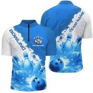 Blue Flame Strike Bowling Team Shirts For&hellip;