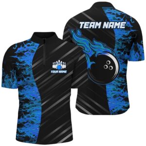 Blue Flames Bowling Jersey Men Women Bowling&hellip;
