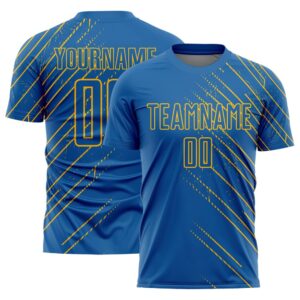 Blue Gold Lines Sublimation Soccer Uniform Jersey,&hellip;