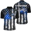 Blue Lightning American Flag Men And Women Bowling Team Shirts Patriotic Bowling Jersey, Custom Bowling Team Jersey Shirt
