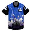 Blue Flame Hawaiian Bowling Shirts, Custom Bowling Shirt, Custom Team Bowling Hawaiian Shirt