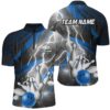 Blue Lightning Thunder Bowling Team Jersey,Team Bowling Shirts For Men, Custom Bowling Team Jersey Shirt