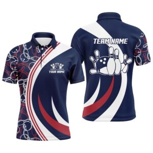 Blue&Red Bowling Polo Shirt For Men Custom&hellip;