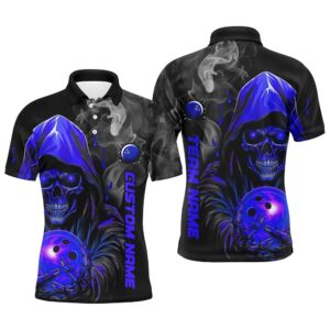 Blue Skull Men’s Bowling Team Polo Shirt&hellip;