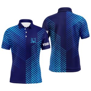 Blue Stripes Pattern Men’s Golf Polo Shirts&hellip;