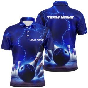 Blue Thunder Lightning Men Bowling Polo Shirts&hellip;