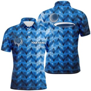 Blue Triangle Pattern Men’s Golf Polo Shirts&hellip;